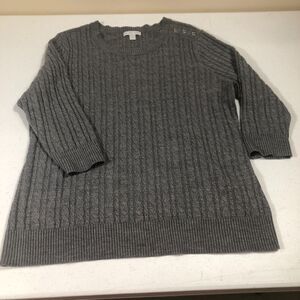 NYC Cable Knit Sweater Womens Size XL Gray Old Money Quiet Luxury Cottagecore‎